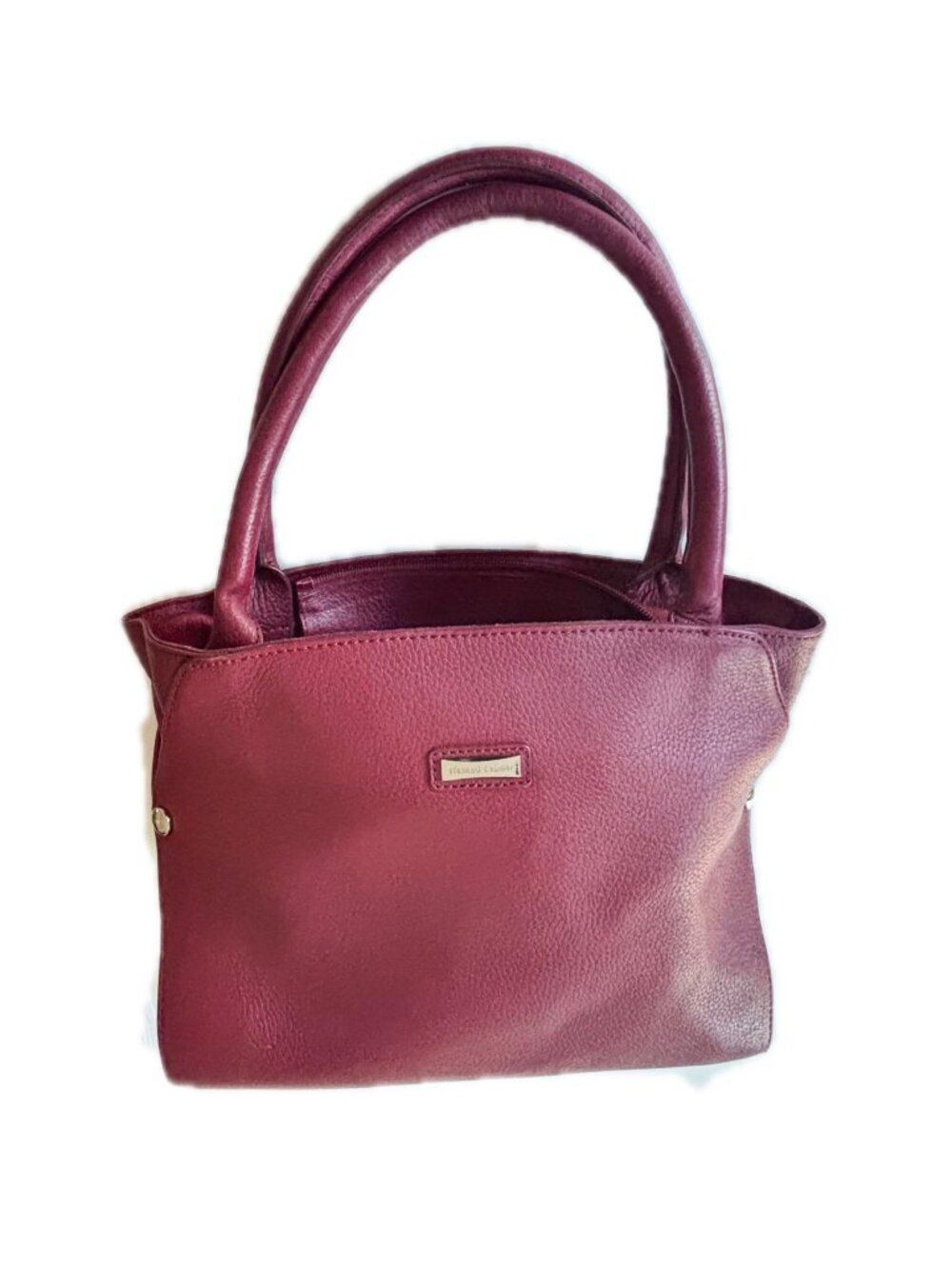 Burgundy Leather Satchel Double Strap Shoulder Bag Vintage Mashad Designs